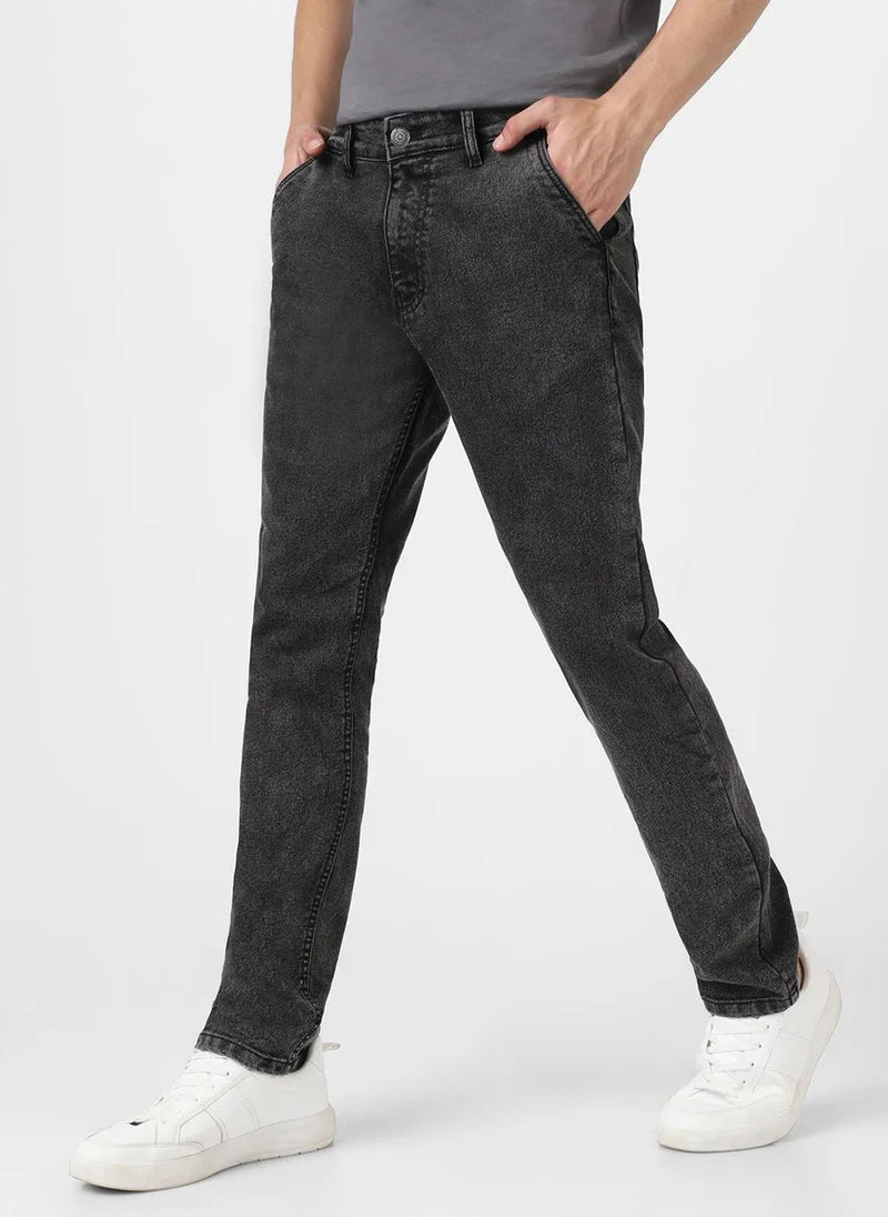 Jean slim noir délavé extensible pour homme Urbano Fashion