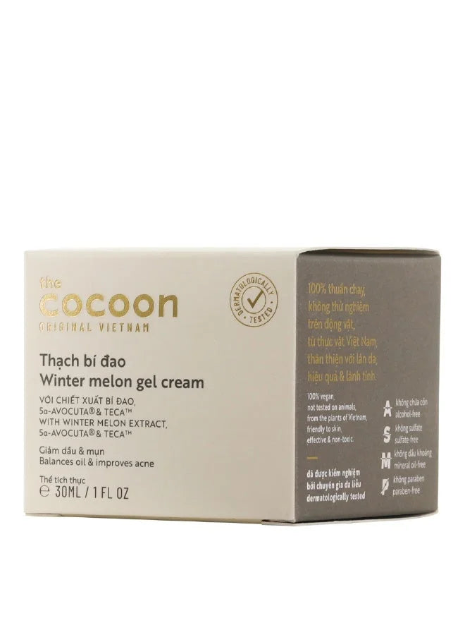 Crème-gel hydratante au melon d'hiver 30 ml | Crème visage sans huile pour peaux grasses et à tendance acnéique | Gel-crème hydratant léger pour une peau douce et repulpée | Soin quotidien matifiant