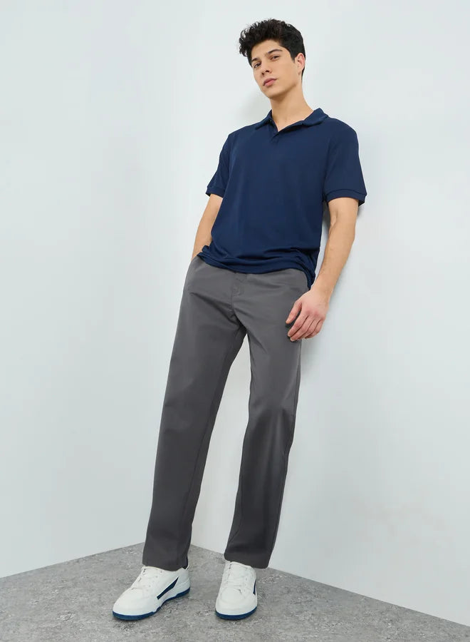 Pantalon gris en coton pour homme, coupe décontractée