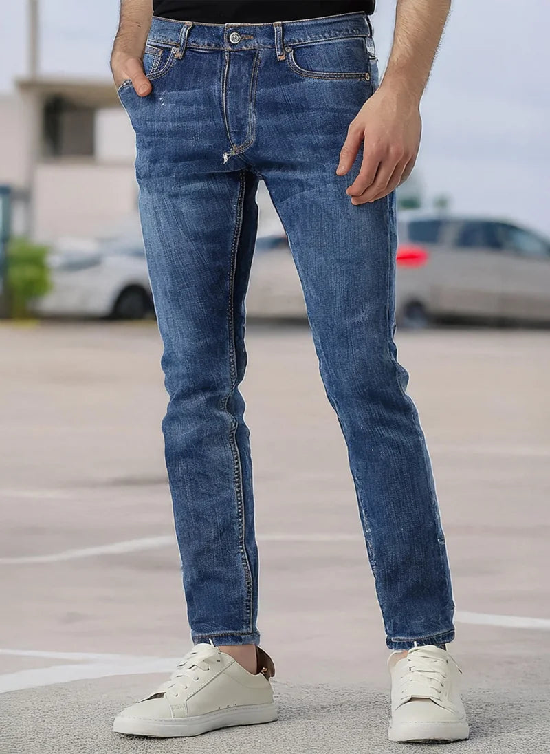 Jean slim bleu délavé extensible pour homme Urbano Fashion