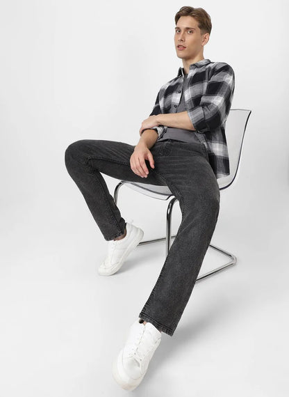 Jean slim noir délavé extensible pour homme Urbano Fashion