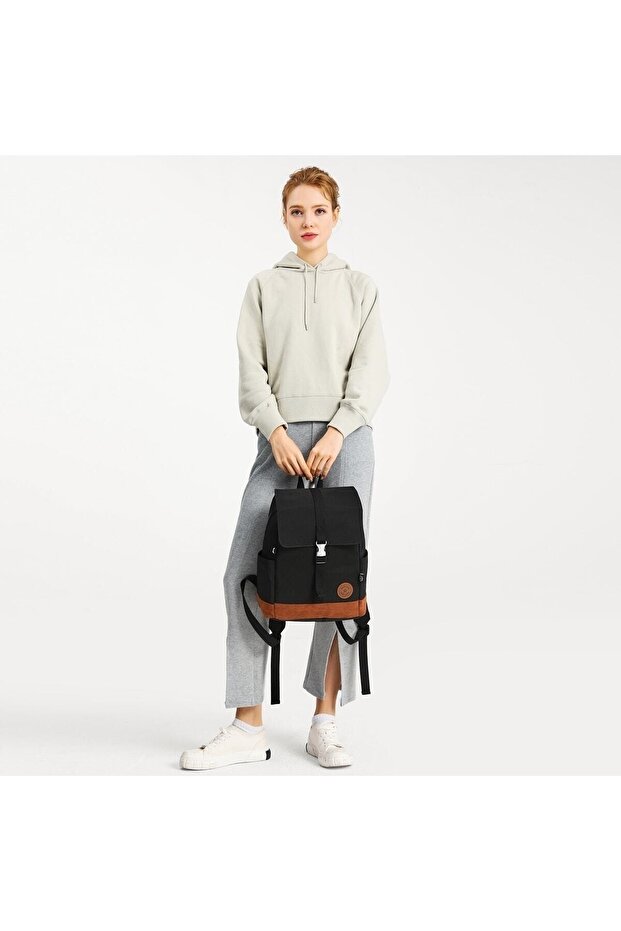 Sac à dos Smart Bags  3092 en daim noir avec compartiment pour ordinateur portable, idéal pour l'école