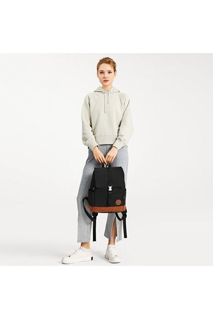 Sac à dos Smart Bags  3092 en daim noir avec compartiment pour ordinateur portable, idéal pour l'école