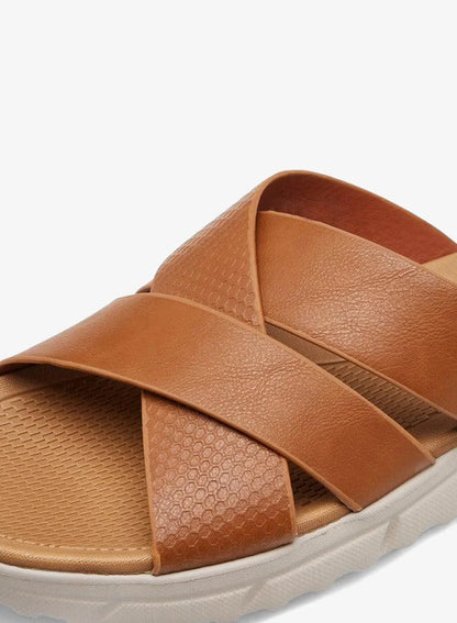 Men Cross Strap Slip-On Sandals