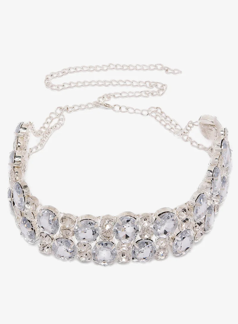 Collier ras du cou en strass et diamants