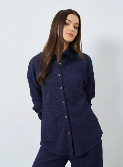 Ensemble chemise et pantalon texturés longs Styli pour femme