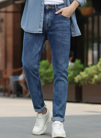 Jean slim bleu délavé extensible pour homme Urbano Fashion