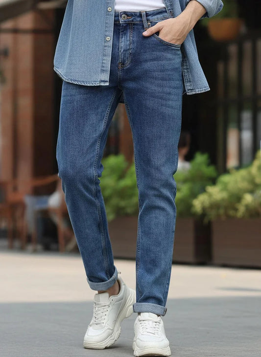 Jean slim bleu délavé extensible pour homme Urbano Fashion