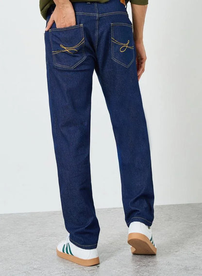 Jean bleu délavé pour homme, coupe classique