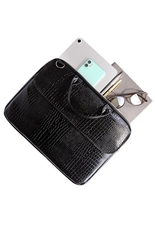 Étui antichoc D'VERS Kroko noir pour MacBook Air et Pro 13-14-15,6-16,1 pouces