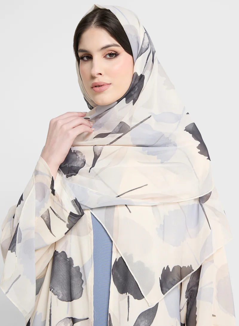 Abaya imprimée ouverte avec Sheila