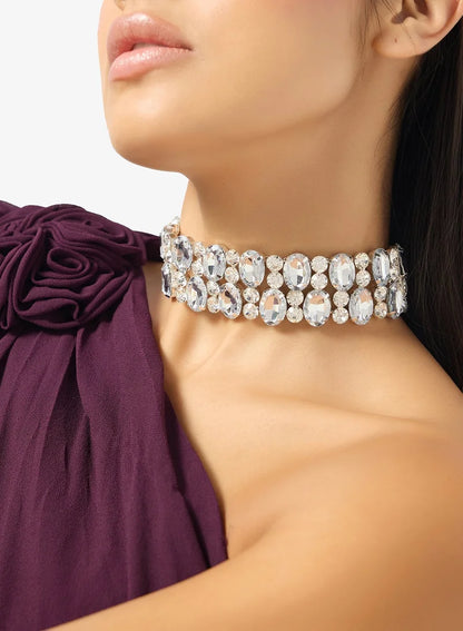 Collier ras du cou en strass et diamants