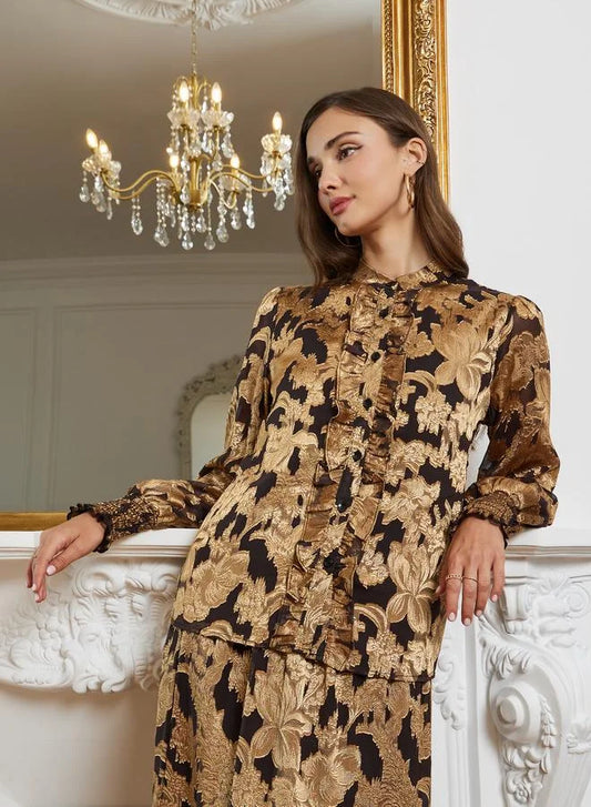 Ensemble jupe et haut jacquard pour femme