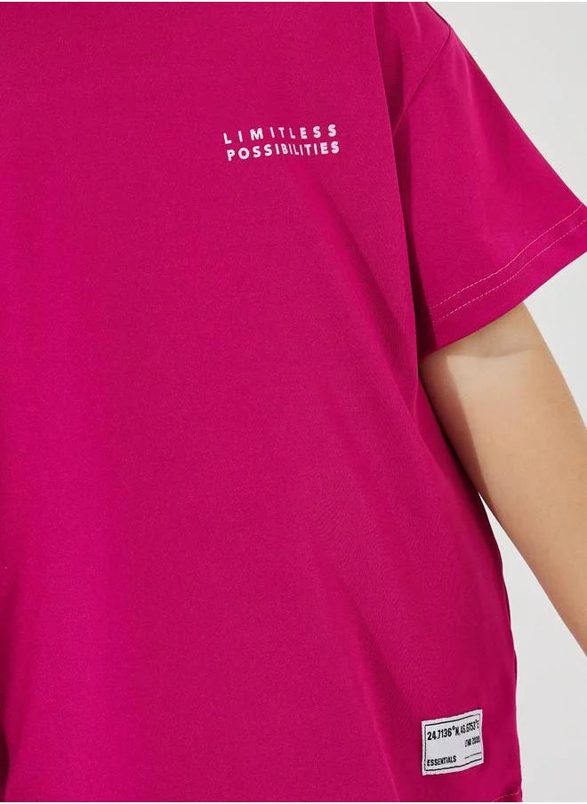 Ensemble t-shirt oversize à imprimé slogan et pantalon évasé