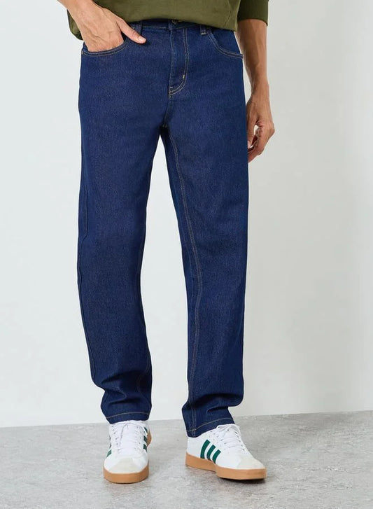 Jean bleu délavé pour homme, coupe classique