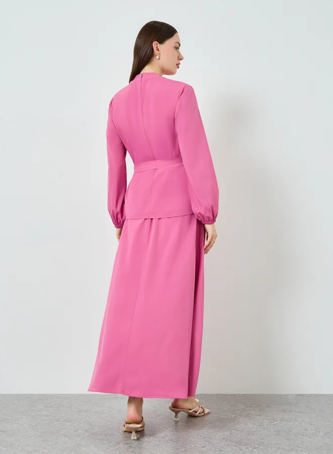 Ensemble haut et jupe maxi orné de perles pour femme