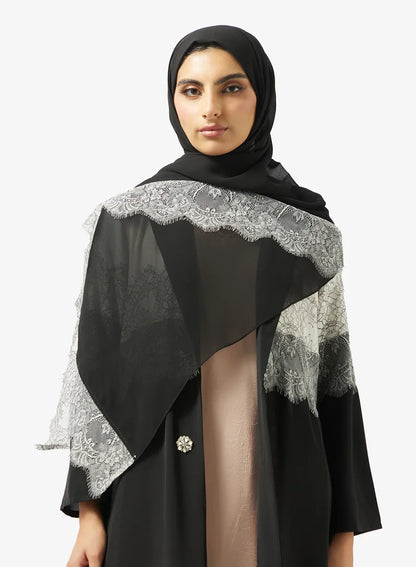 Abaya with Lace Trim