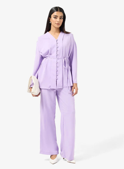 Ensemble tunique et pantalon à boutons