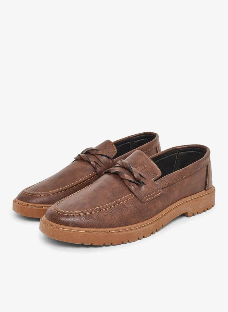 Mocassins pour hommes en similicuir avec détails de surpiqûres