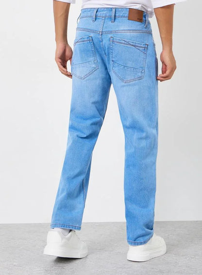 Jean bleu clair délavé pour homme, coupe classique