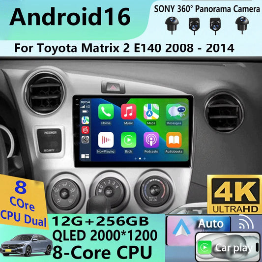 Autoradio Android 16 Carplay pour Toyota 2 E140 2008 2009 2010 2011 2012 2013 2014 Lecteur multimédia Navigation GPS