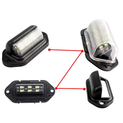 Lumière de plaque d'immatriculation de planificateur de voiture, lampe de marche d'étiquette de camionnette, ampoules blanches, produits de voiture, SUV, camion, remorque, 6 LED, 2 pièces