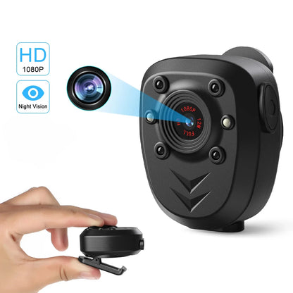 Caméra corporelle HD 1080P de type police, caméra vidéo portée au revers (lavalier) avec DVR, vision nocturne infrarouge, lumière LED visible, enregistreur vidéo numérique mini DV avec enregistrement vocal, mémoire 16 Go / 32 Go.