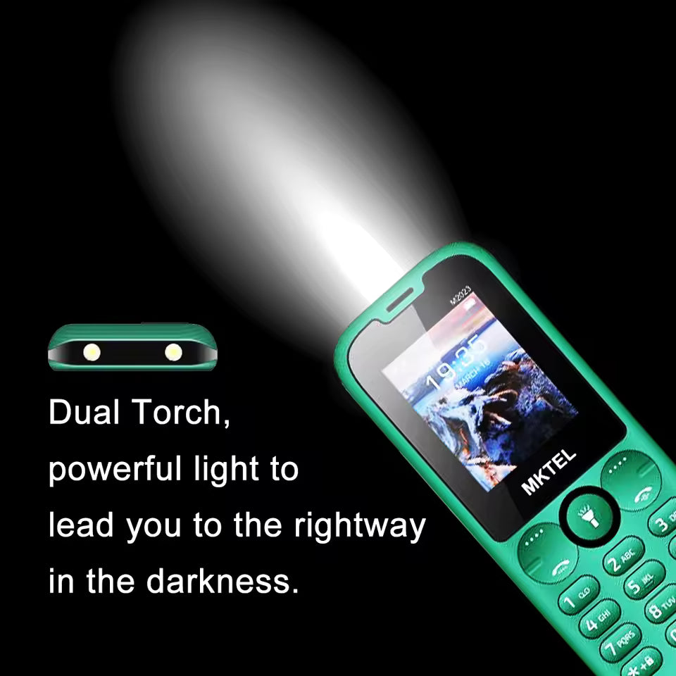 MKnicknM2023 Téléphone portable avec écran 1.77 ", batterie 800mAh, radio EpiFM pour touristes, lampe de poche, appareil photo 0.08 méga