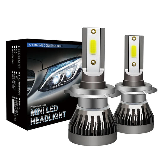 Mini ampoule LED antibrouillard automatique, lumière de sauna de voiture, H1, H7, H4, H3, H8, H9, H11, 9005, 9006, 9012, 6000LM, 6000K, 12V, 2 pièces par paire