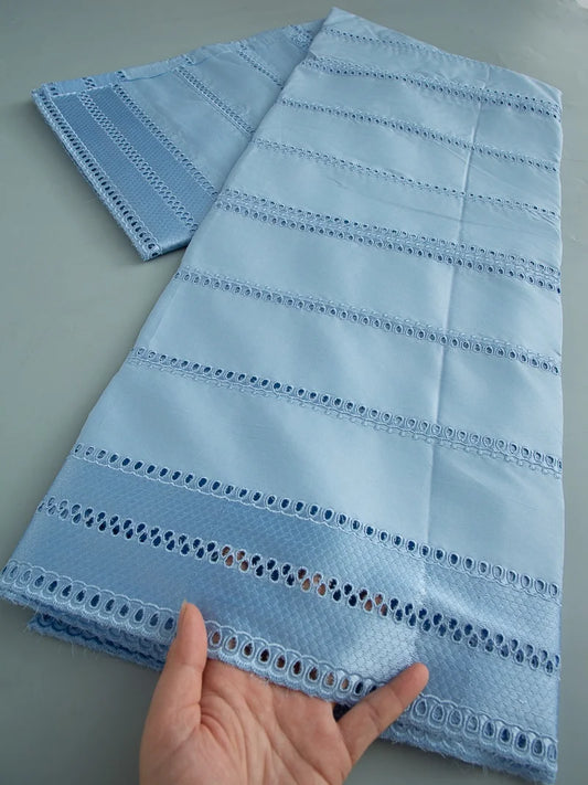 Tissu africain en dentelle de coton 2025, dentelle sèche française nigériane de haute qualité, Voile suisse pour bricolage, couture pour hommes, 5Yards
