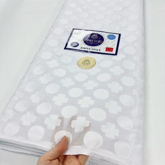 Tissu Atiku Couleur Unie pour Hommes 2026 100% Coton Voile Suisse Dentelle