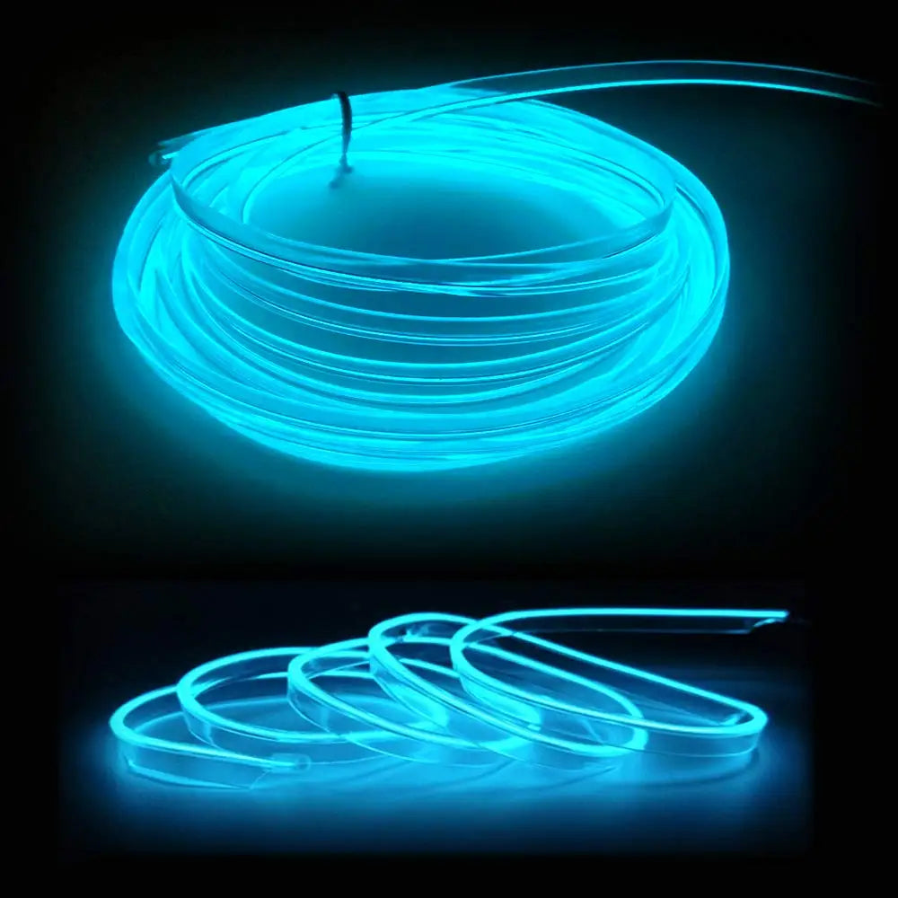 Bande lumineuse LED pour intérieur de voiture, néon, câblage EL, lampe décorative pour auto, bricolage, lumière ambiante flexible, USB, escales de fête, diode, 5m