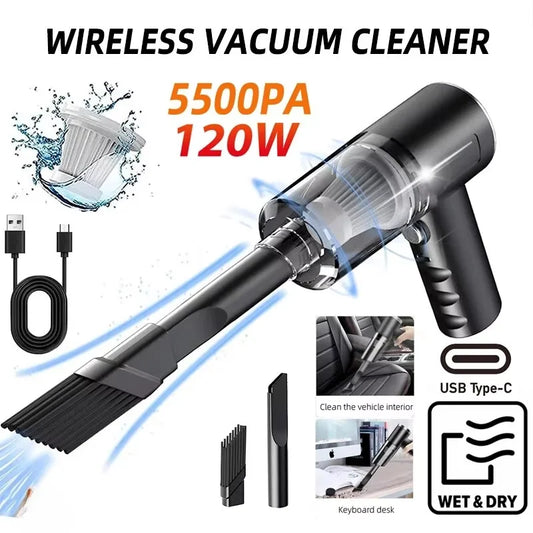 1PC aspirateur sans fil 120W haute puissance noir double usage pour la maison et la voiture puissant aspirateur à main Portable