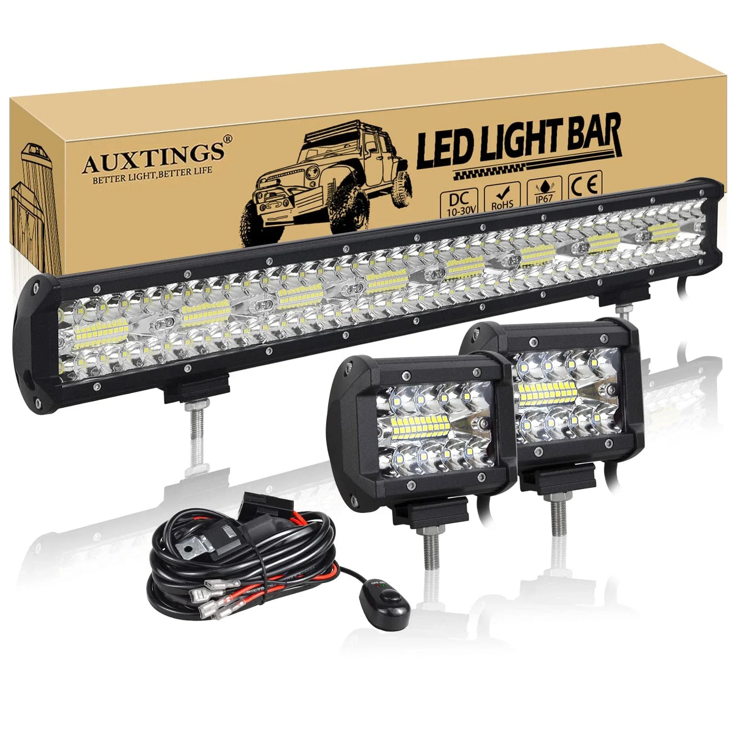 Barre lumineuse LED tout-terrain, kit de fils d'éclairage de travail, voiture, Jeep, camion, 4x4, RL, bateau, 8D, 9 - 23 ", 180W-480W, 2x60W, 12V, 24V