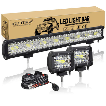 Barre lumineuse LED tout-terrain, kit de fils d'éclairage de travail, voiture, Jeep, camion, 4x4, RL, bateau, 8D, 9 - 23 ", 180W-480W, 2x60W, 12V, 24V