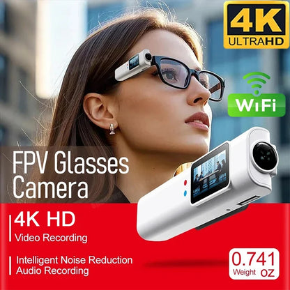 2026 FPV Eyeglasses 4K Video Shooting Micro-camera HD WiFi Intelligent Headset Glasses Video&Sound Recording WiFi APP