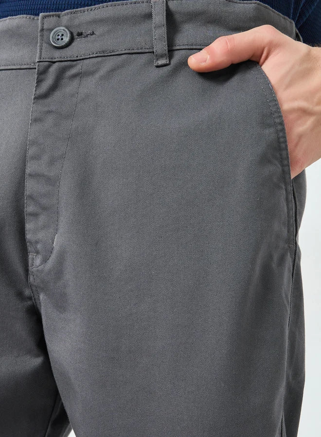 Pantalon gris en coton pour homme, coupe décontractée