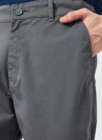 Pantalon gris en coton pour homme, coupe décontractée