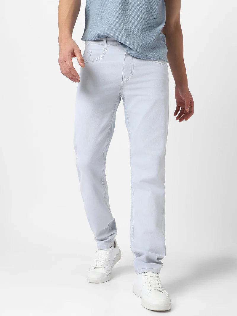 Jean extensible gris clair pour homme Urbano Fashion, coupe classique, délavé