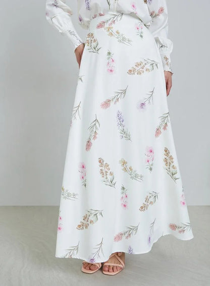 Ensemble haut et jupe maxi à imprimé floral blanc