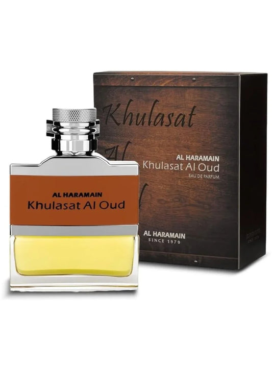 Al Haramain Khulasat Al Oudh Eau de Parfum 100ml | Leather & Oud Men’s Perfume | Long-Lasting Oriental Fragrance