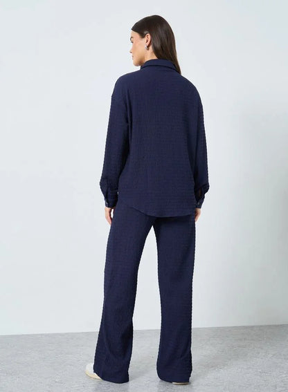 Ensemble chemise et pantalon texturés longs Styli pour femme