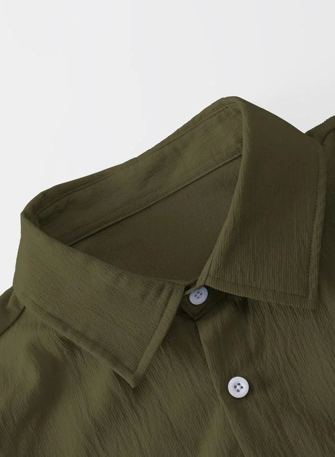 Ensemble chemise et pantalon kaki texturé pour homme