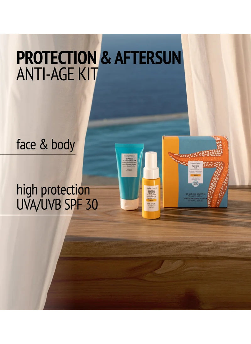 Kit Duo Sun Soul : Spray solaire Sun Soul SPF 30 50 ml, Après-soleil visage et corps Sun Soul 60 ml, Économisez 33 %