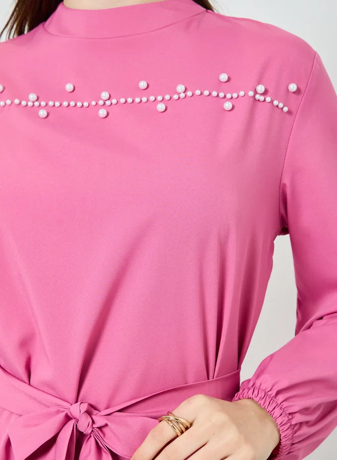 Ensemble haut et jupe maxi orné de perles pour femme