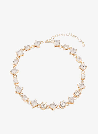 Collier ras-de-cou orné de strass et de diamants