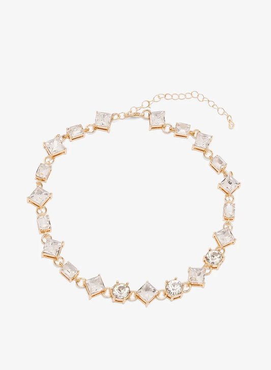 Collier ras-de-cou orné de strass et de diamants