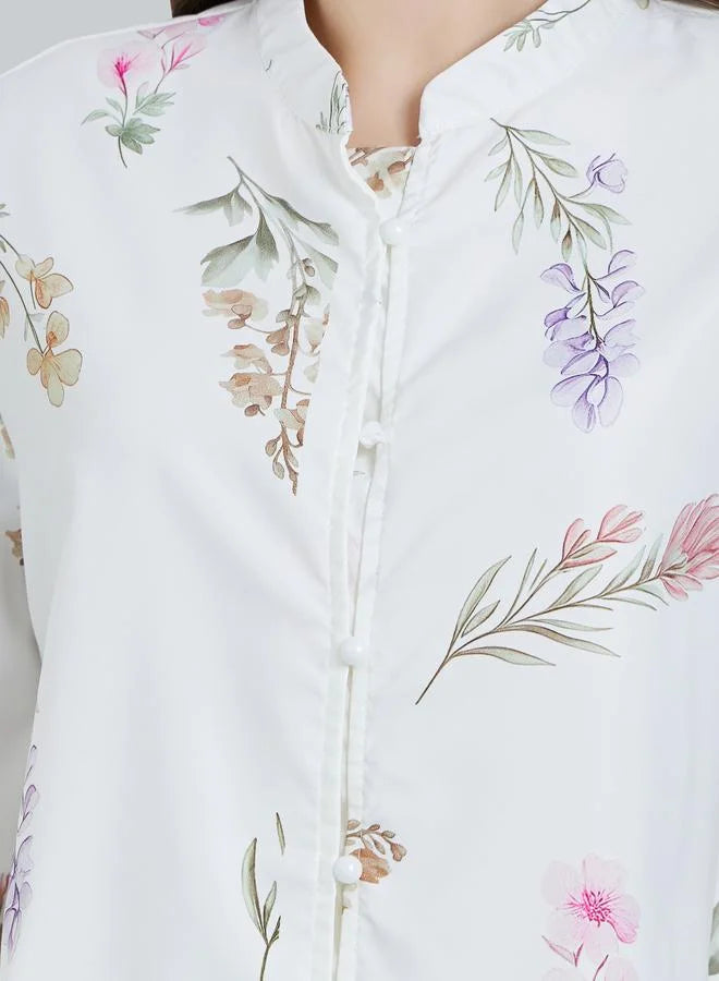 Ensemble haut et jupe maxi à imprimé floral blanc