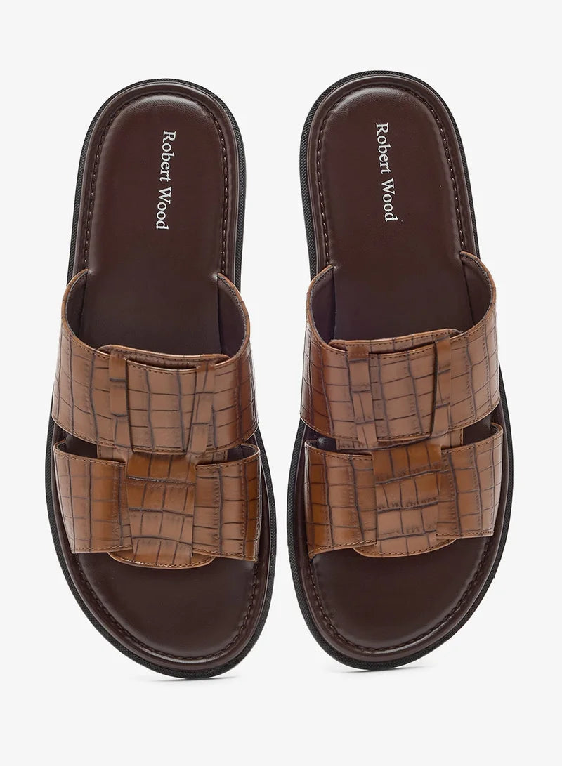 Croc Emboss Casual Slider Sandals