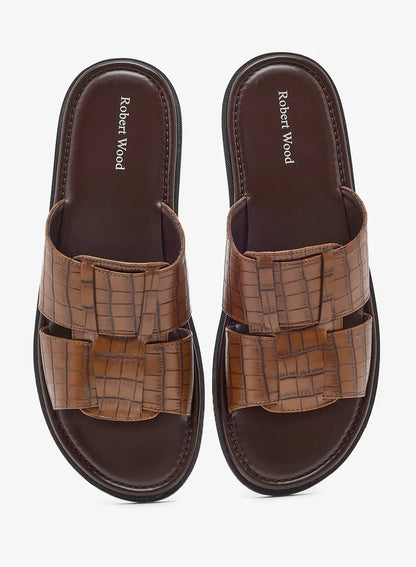 Croc Emboss Casual Slider Sandals